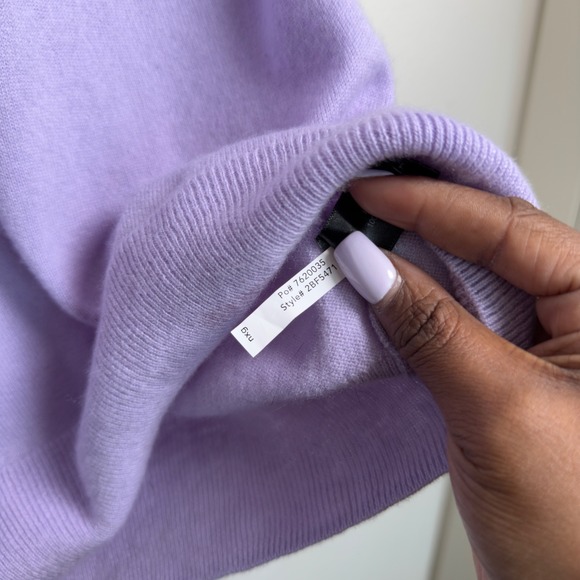 Boston Proper Women 100% Cashmere Sweater XS Lavender Puff Sleeve Button Cuff - Picture 10 of 11